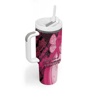Breast Cancer Awareness Tumbler With Handle Party Like A Survivor - Pink African Pattern - Wonder Print Shop