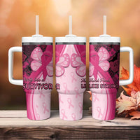 Breast Cancer Awareness Tumbler With Handle Party Like A Survivor - Pink African Pattern - Wonder Print Shop