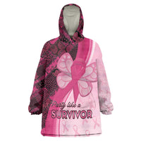 Breast Cancer Awareness Wearable Blanket Hoodie Party Like A Survivor - Pink African Pattern - Wonder Print Shop