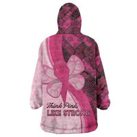 Breast Cancer Awareness Wearable Blanket Hoodie Party Like A Survivor - Pink African Pattern - Wonder Print Shop
