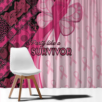 Breast Cancer Awareness Window Curtain Party Like A Survivor - Pink African Pattern - Wonder Print Shop