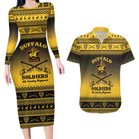 Buffalo Soldiers Christmas Couples Matching Long Sleeve Bodycon Dress and Hawaiian Shirt 9th Cavalry Regiment - Wonder Print Shop