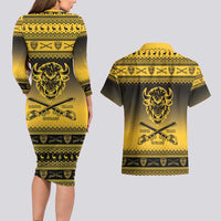 Buffalo Soldiers Christmas Couples Matching Long Sleeve Bodycon Dress and Hawaiian Shirt 9th Cavalry Regiment - Wonder Print Shop