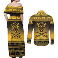 Buffalo Soldiers Christmas Couples Matching Off Shoulder Maxi Dress and Long Sleeve Button Shirt 9th Cavalry Regiment - Wonder Print Shop