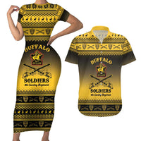 Buffalo Soldiers Christmas Couples Matching Short Sleeve Bodycon Dress and Hawaiian Shirt 9th Cavalry Regiment - Wonder Print Shop