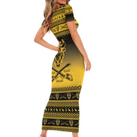 Buffalo Soldiers Christmas Short Sleeve Bodycon Dress 9th Cavalry Regiment - Wonder Print Shop