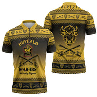 Buffalo Soldiers Christmas Zipper Polo Shirt 9th Cavalry Regiment - Wonder Print Shop