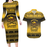 Buffalo Soldiers Christmas Couples Matching Long Sleeve Bodycon Dress and Hawaiian Shirt 10th Cavalry Regiment - Wonder Print Shop