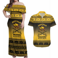 Buffalo Soldiers Christmas Couples Matching Off Shoulder Maxi Dress and Hawaiian Shirt 10th Cavalry Regiment - Wonder Print Shop