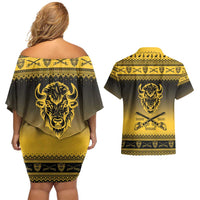 Buffalo Soldiers Christmas Couples Matching Off Shoulder Short Dress and Hawaiian Shirt 10th Cavalry Regiment - Wonder Print Shop