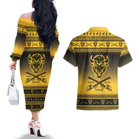 Buffalo Soldiers Christmas Couples Matching Off The Shoulder Long Sleeve Dress and Hawaiian Shirt 10th Cavalry Regiment - Wonder Print Shop