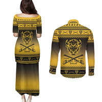 Buffalo Soldiers Christmas Couples Matching Puletasi and Long Sleeve Button Shirt 10th Cavalry Regiment - Wonder Print Shop