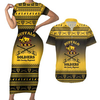 Buffalo Soldiers Christmas Couples Matching Short Sleeve Bodycon Dress and Hawaiian Shirt 10th Cavalry Regiment - Wonder Print Shop
