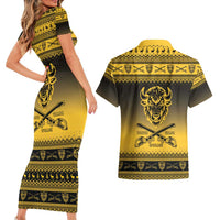 Buffalo Soldiers Christmas Couples Matching Short Sleeve Bodycon Dress and Hawaiian Shirt 10th Cavalry Regiment - Wonder Print Shop