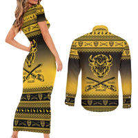 Buffalo Soldiers Christmas Couples Matching Short Sleeve Bodycon Dress and Long Sleeve Button Shirt 10th Cavalry Regiment - Wonder Print Shop