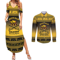 Buffalo Soldiers Christmas Couples Matching Summer Maxi Dress and Long Sleeve Button Shirt 10th Cavalry Regiment - Wonder Print Shop