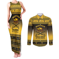 Buffalo Soldiers Christmas Couples Matching Tank Maxi Dress and Long Sleeve Button Shirt 10th Cavalry Regiment - Wonder Print Shop