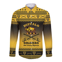 Buffalo Soldiers Christmas Long Sleeve Button Shirt 10th Cavalry Regiment - Wonder Print Shop