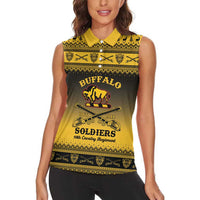 Buffalo Soldiers Christmas Women Sleeveless Polo Shirt 10th Cavalry Regiment - Wonder Print Shop