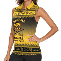 Buffalo Soldiers Christmas Women Sleeveless Polo Shirt 10th Cavalry Regiment - Wonder Print Shop