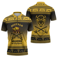 Buffalo Soldiers Christmas Zipper Polo Shirt 10th Cavalry Regiment - Wonder Print Shop