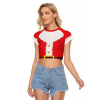 Santa Claus Costume Raglan Cropped T Shirt Christmas Holiday Cosplay - Wonder Print Shop