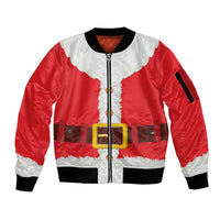 Santa Claus Costume Sleeve Zip Bomber Jacket Christmas Holiday Cosplay - Wonder Print Shop