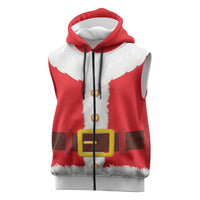 Santa Claus Costume Sleeveless Zip Hoodie Christmas Holiday Cosplay - Wonder Print Shop