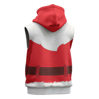 Santa Claus Costume Sleeveless Zip Hoodie Christmas Holiday Cosplay - Wonder Print Shop