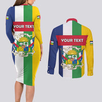 Personalized Central African Republic Couples Matching Long Sleeve Bodycon Dress and Long Sleeve Button Shirt Happy Republic Day - Wonder Print Shop