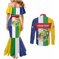 Personalized Central African Republic Couples Matching Mermaid Dress and Long Sleeve Button Shirt Happy Republic Day - Wonder Print Shop