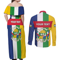 Personalized Central African Republic Couples Matching Off Shoulder Maxi Dress and Long Sleeve Button Shirt Happy Republic Day - Wonder Print Shop
