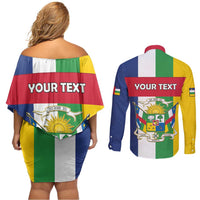 Personalized Central African Republic Couples Matching Off Shoulder Short Dress and Long Sleeve Button Shirt Happy Republic Day - Wonder Print Shop