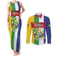 Personalized Central African Republic Couples Matching Tank Maxi Dress and Long Sleeve Button Shirt Happy Republic Day - Wonder Print Shop