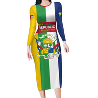 Personalized Central African Republic Long Sleeve Bodycon Dress Happy Republic Day - Wonder Print Shop