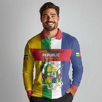 Personalized Central African Republic Long Sleeve Polo Shirt Happy Republic Day - Wonder Print Shop