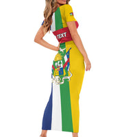 Personalized Central African Republic Short Sleeve Bodycon Dress Happy Republic Day - Wonder Print Shop