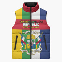 Personalized Central African Republic Sleeveless Puffer Jacket Happy Republic Day - Wonder Print Shop