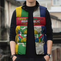 Personalized Central African Republic Sleeveless Puffer Jacket Happy Republic Day - Wonder Print Shop