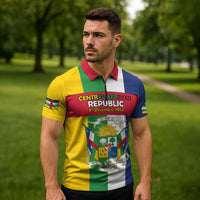 Personalized Central African Republic Zipper Polo Shirt Happy Republic Day - Wonder Print Shop