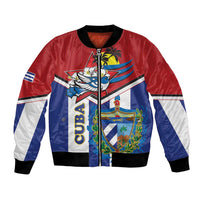 Cuba Independence Day Bomber Jacket Cuban Trogon Mix Hedychium Coronarium - Wonder Print Shop