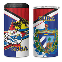 Cuba Independence Day 4 in 1 Can Cooler Tumbler Cuban Trogon Mix Hedychium Coronarium - Coat Of Arms Style - Wonder Print Shop