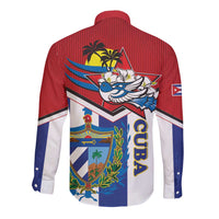 Cuba Independence Day Long Sleeve Button Shirt Cuban Trogon Mix Hedychium Coronarium - Wonder Print Shop