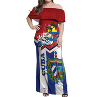 Cuba Independence Day Off Shoulder Maxi Dress Cuban Trogon Mix Hedychium Coronarium - Wonder Print Shop