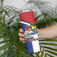 Cuba Independence Day Skinny Tumbler Cuban Trogon Mix Hedychium Coronarium - Coat Of Arms Style - Wonder Print Shop