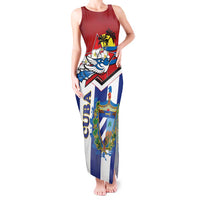 Cuba Independence Day Tank Maxi Dress Cuban Trogon Mix Hedychium Coronarium - Wonder Print Shop