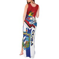 Cuba Independence Day Tank Maxi Dress Cuban Trogon Mix Hedychium Coronarium - Wonder Print Shop