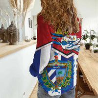 Cuba Independence Day Women Casual Shirt Cuban Trogon Mix Hedychium Coronarium - Wonder Print Shop