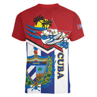 Cuba Independence Day Women V-Neck T-Shirt Cuban Trogon Mix Hedychium Coronarium - Wonder Print Shop