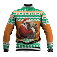 Ivory Coast Christmas Baseball Jacket Black Santa With Forest Elephant - Wonder Print Shop